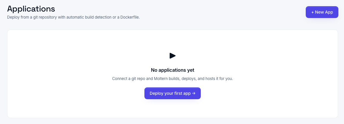 Moltern first application screen