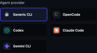 Moltern coding agent provider selection