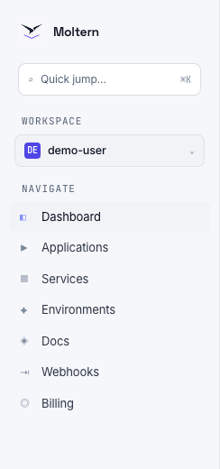 Moltern sidebar navigation