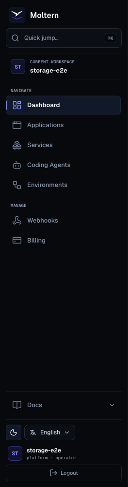 Moltern sidebar navigation
